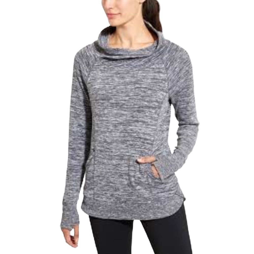 Athleta Gray Techie Sweat Track Yoga Sweatshirt Top W-140 Size Small